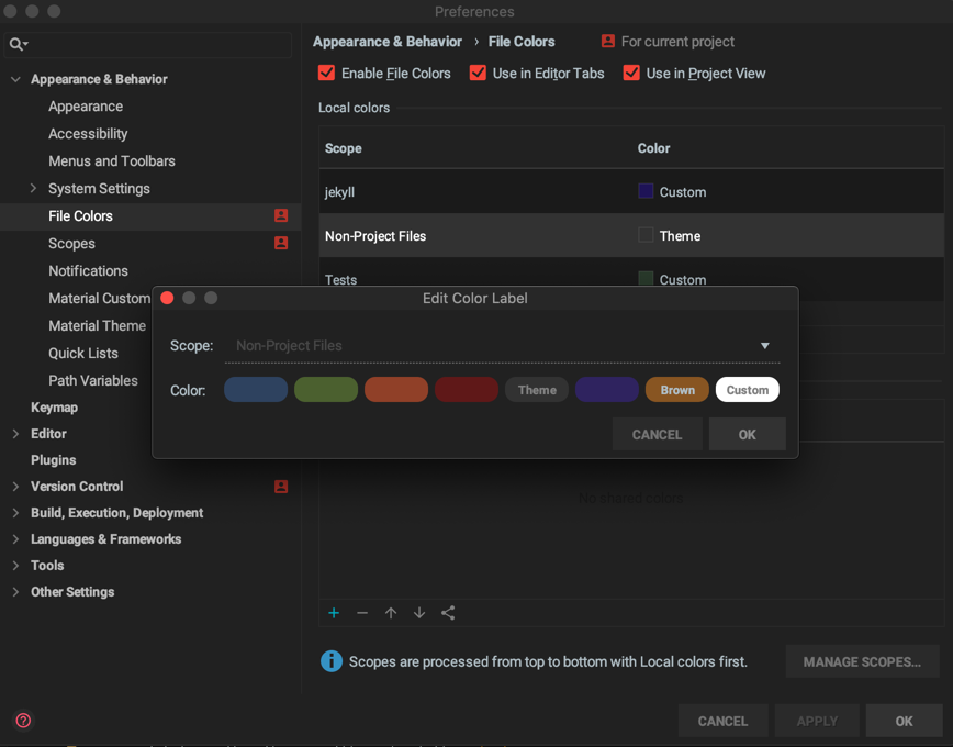 The excluded files color is set by the theme