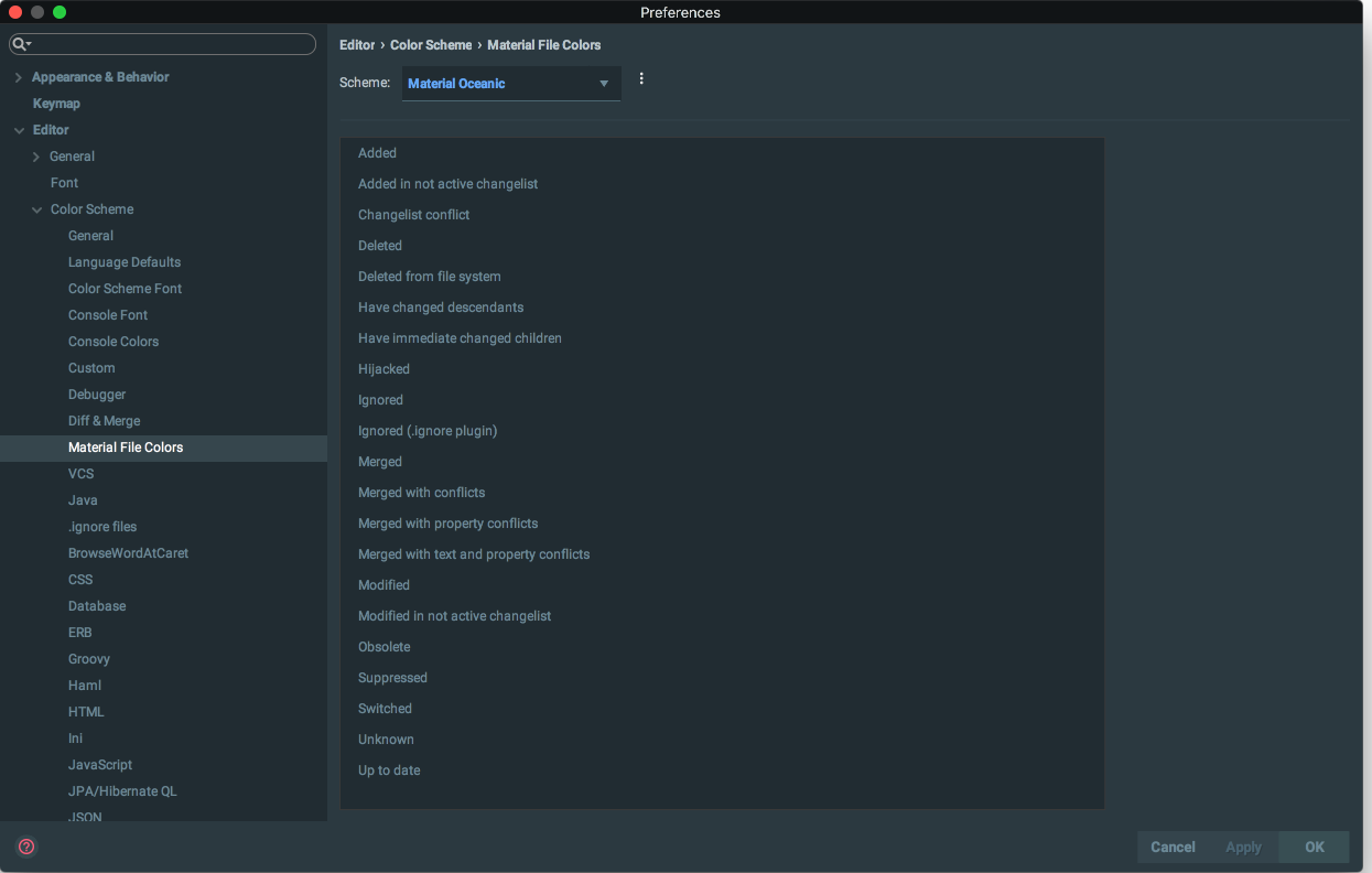 Material File Status Colors