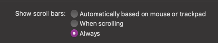 Scrollbar Settings MacOS