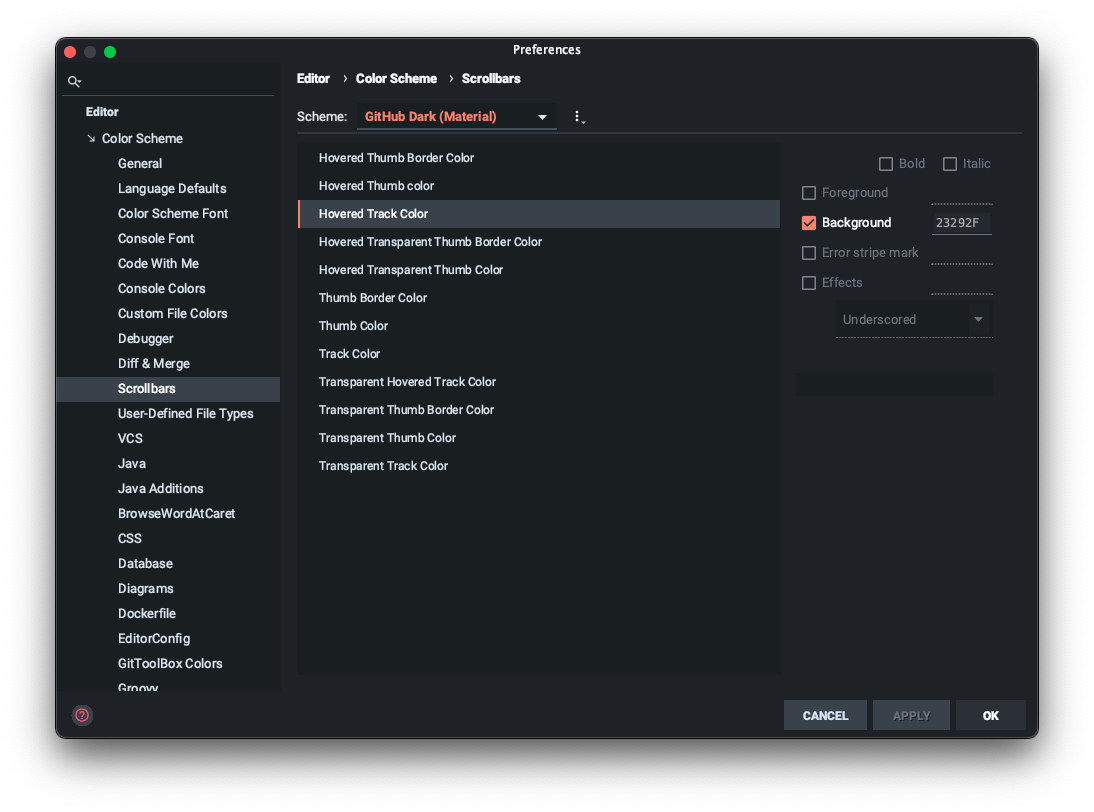 Scrollbars Track Colors