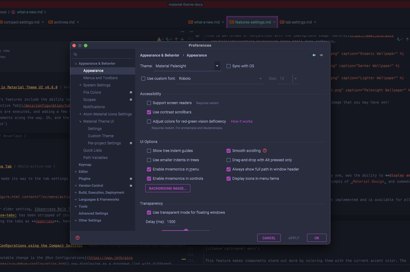 Settings Overlay
