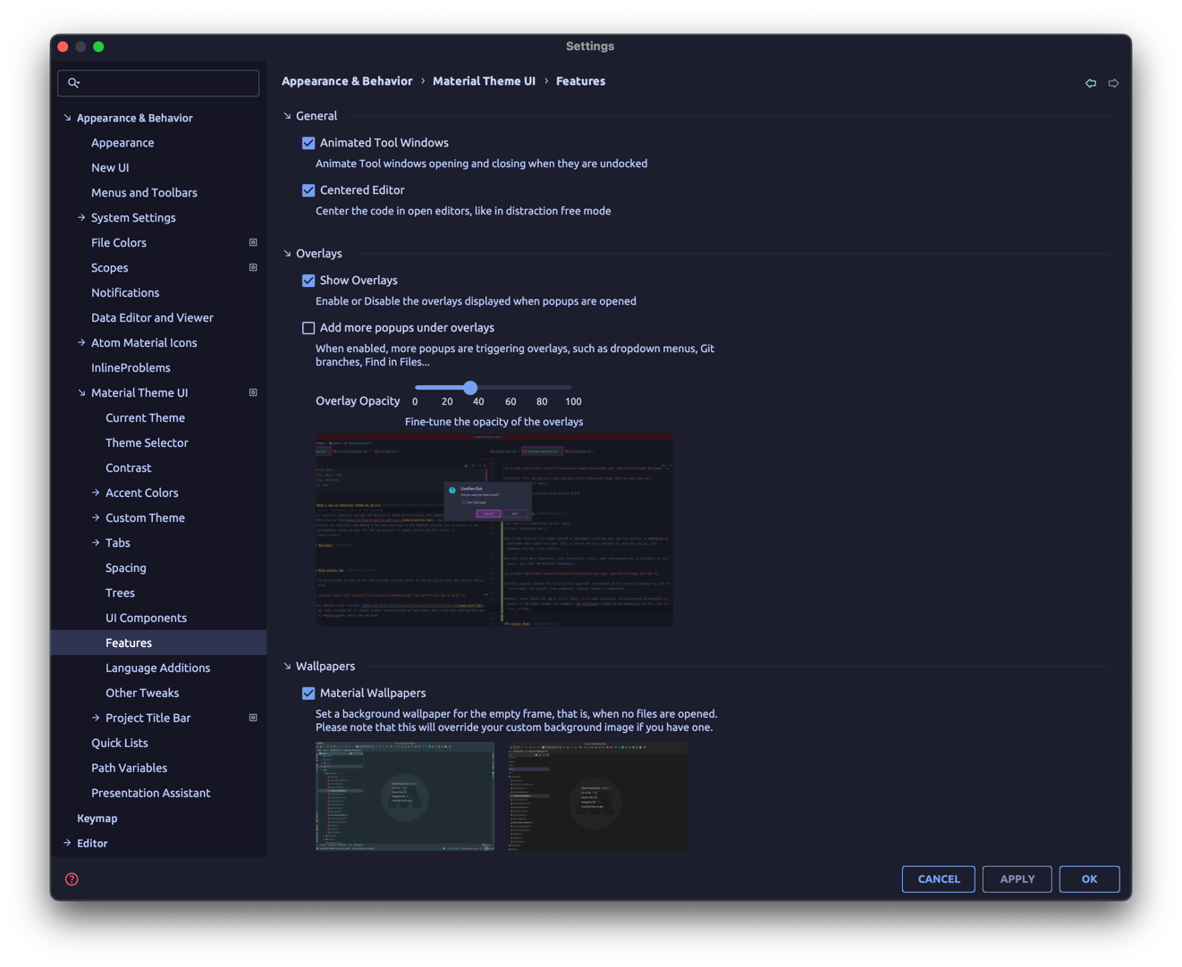 Features Settings