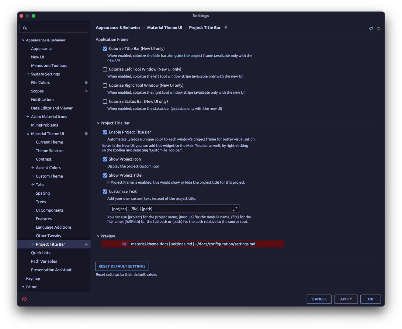 Project Title Bar